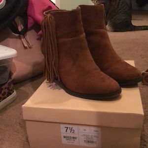 Brown tassel ankle boots